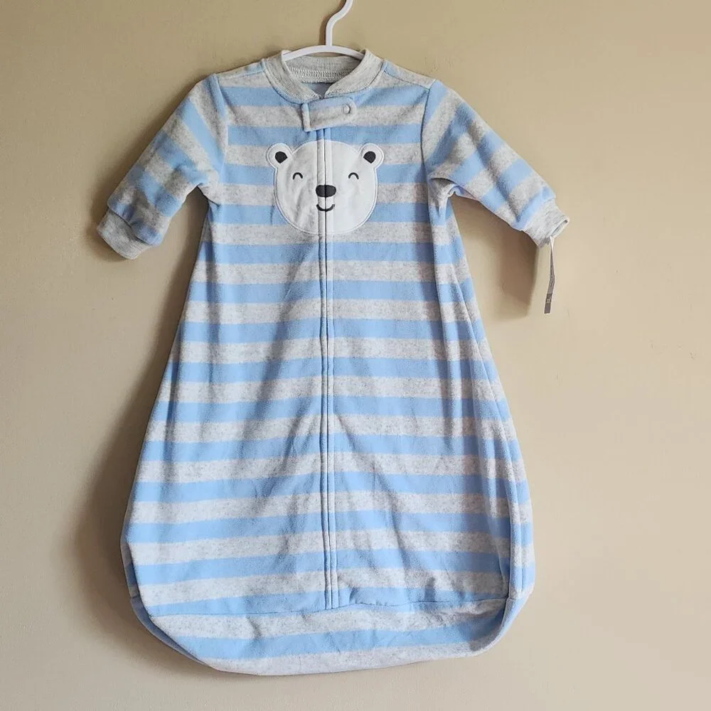 Carter's Fleece Blue Polar Bear Sleep Sack. Size Small NWT